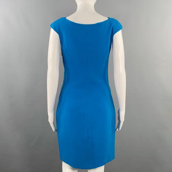 EMILIO PUCCI Size 8 Blue Crepe V-Neck Cocktail Dress - Picture 3 of 6